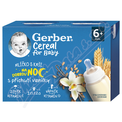 Gerber Cereal Ml.s ka dobr.noc vanil.2x200ml 6M+