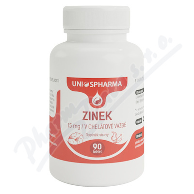 Uniospharma Zinek 15mg v cheltov vazb tbl.90